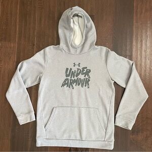Under Armour Boy's Size YXL Big Logo Gray Hoodie with Front Kangaroo Pocket